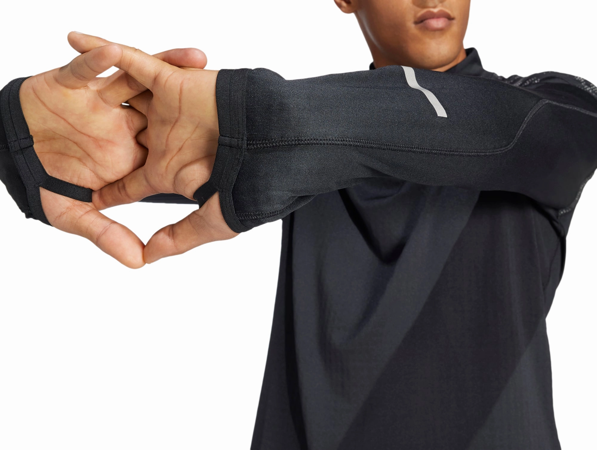 Wallpaper adidas Ultimate Hi Vis Reflective Half Zip Long Sleeve Mens Running Top - Black