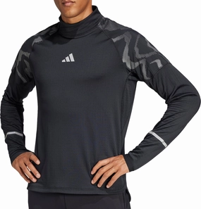 adidas Ultimate Hi Vis Reflective Half Zip Long Sleeve Mens Running Top - Black Outdoor - wear