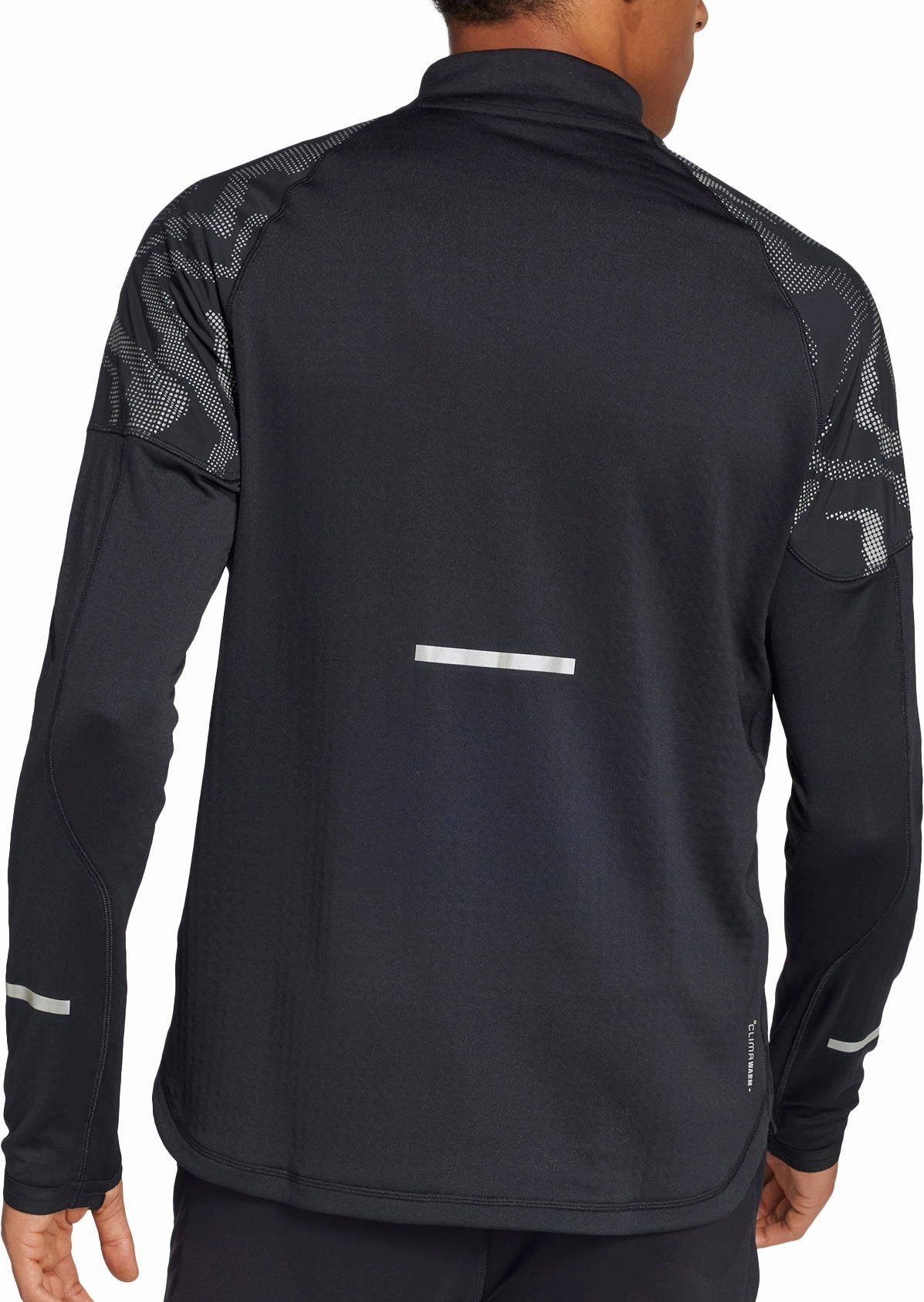 Short adidas Ultimate Hi Vis Reflective Half Zip Long Sleeve Mens Running Top - Black