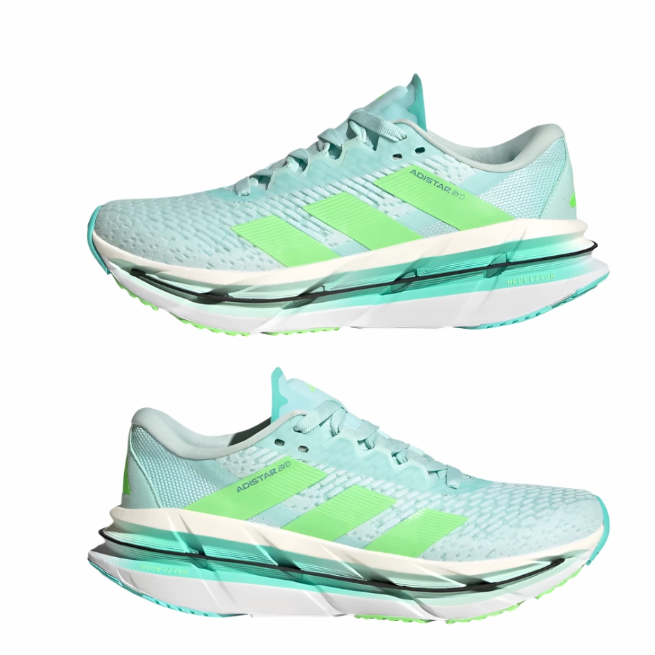 Adidas Women's Adistar BYD Running Shoes in Halo Mint/Lime Burst/Flash Aqua AW25 mesh - upper - feature shoes