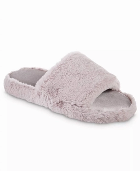Women's Faux Fur And Satin Tabby Slipper In Thistle Anti   Impact