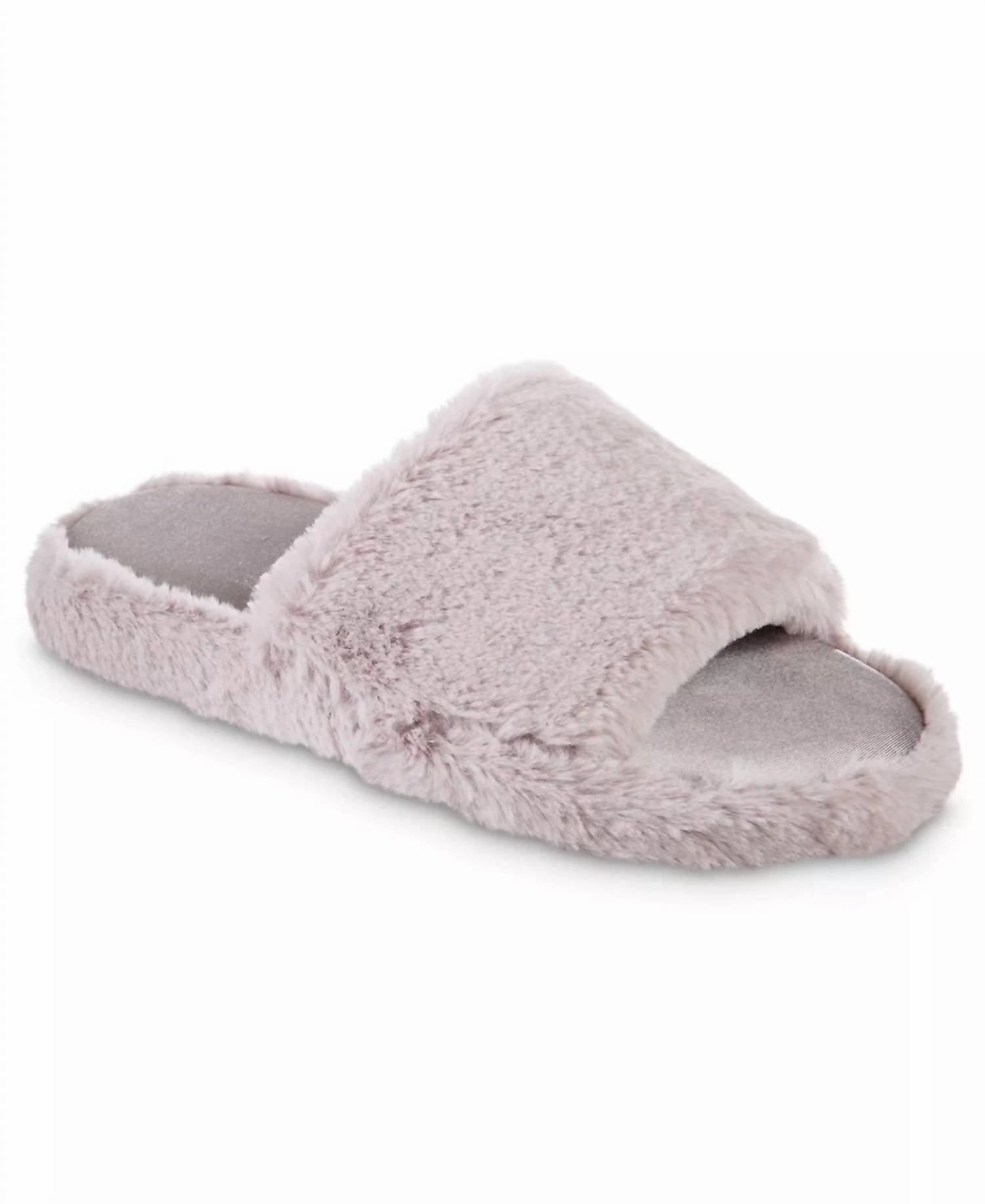 Women's Faux Fur And Satin Tabby Slipper In Thistle Anti   Impact