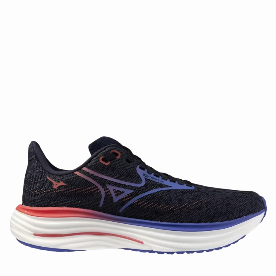 Outstanding breathability Mizuno Women's Wave Rider 29 Running Shoes in Odyssey Gray/Iris Bloom/Calypso Coral AW25