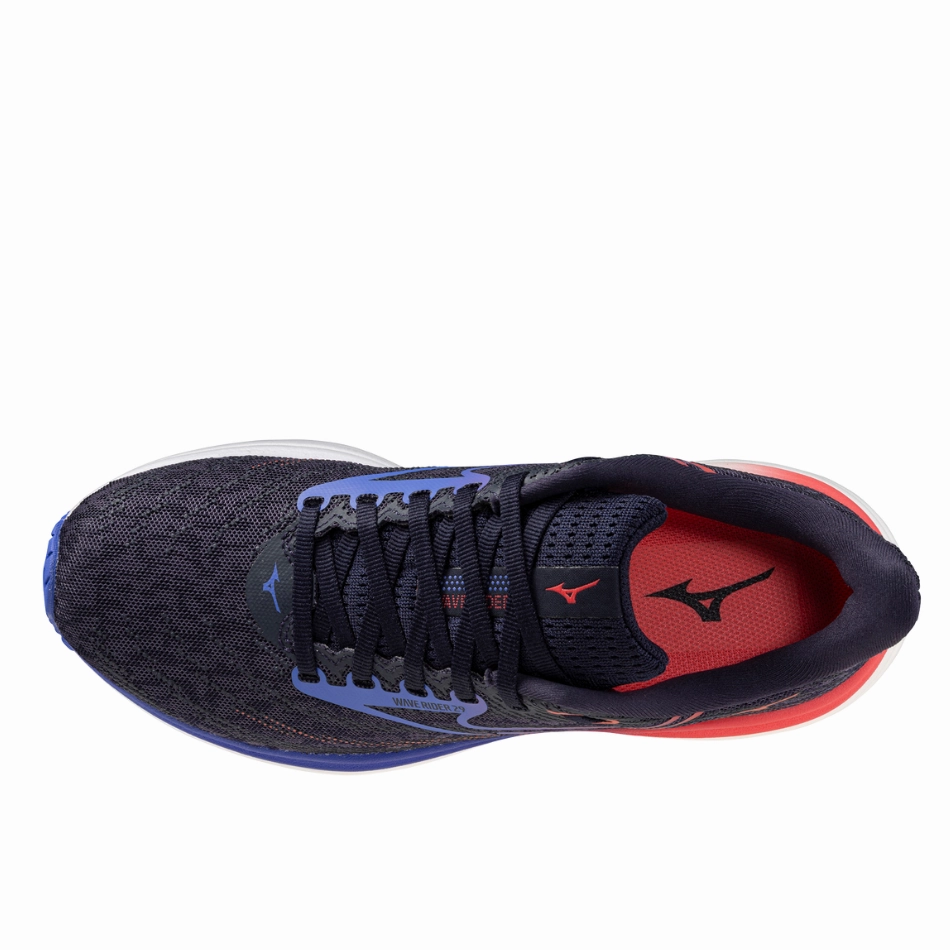 Abrasion Resistant Guards Insoles Mizuno Women's Wave Rider 29 Running Shoes in Odyssey Gray/Iris Bloom/Calypso Coral AW25