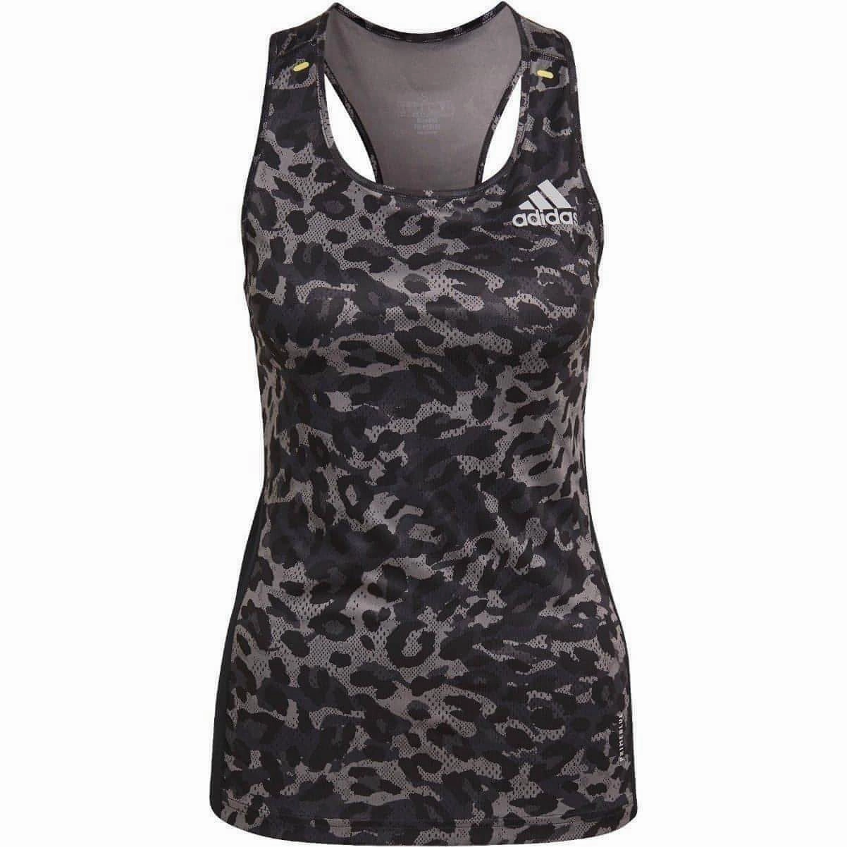 adidas Fast Graphic Womens Running Vest Tank Top - Grey popular in mountainous areas Tailored Fit
