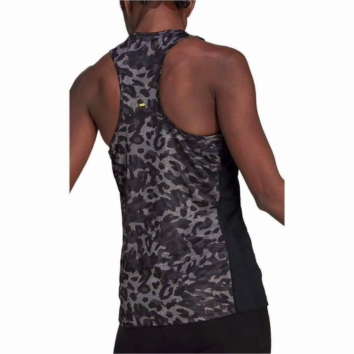 adidas Fast Graphic Womens Running Vest Tank Top - Grey Reinforced Hemline