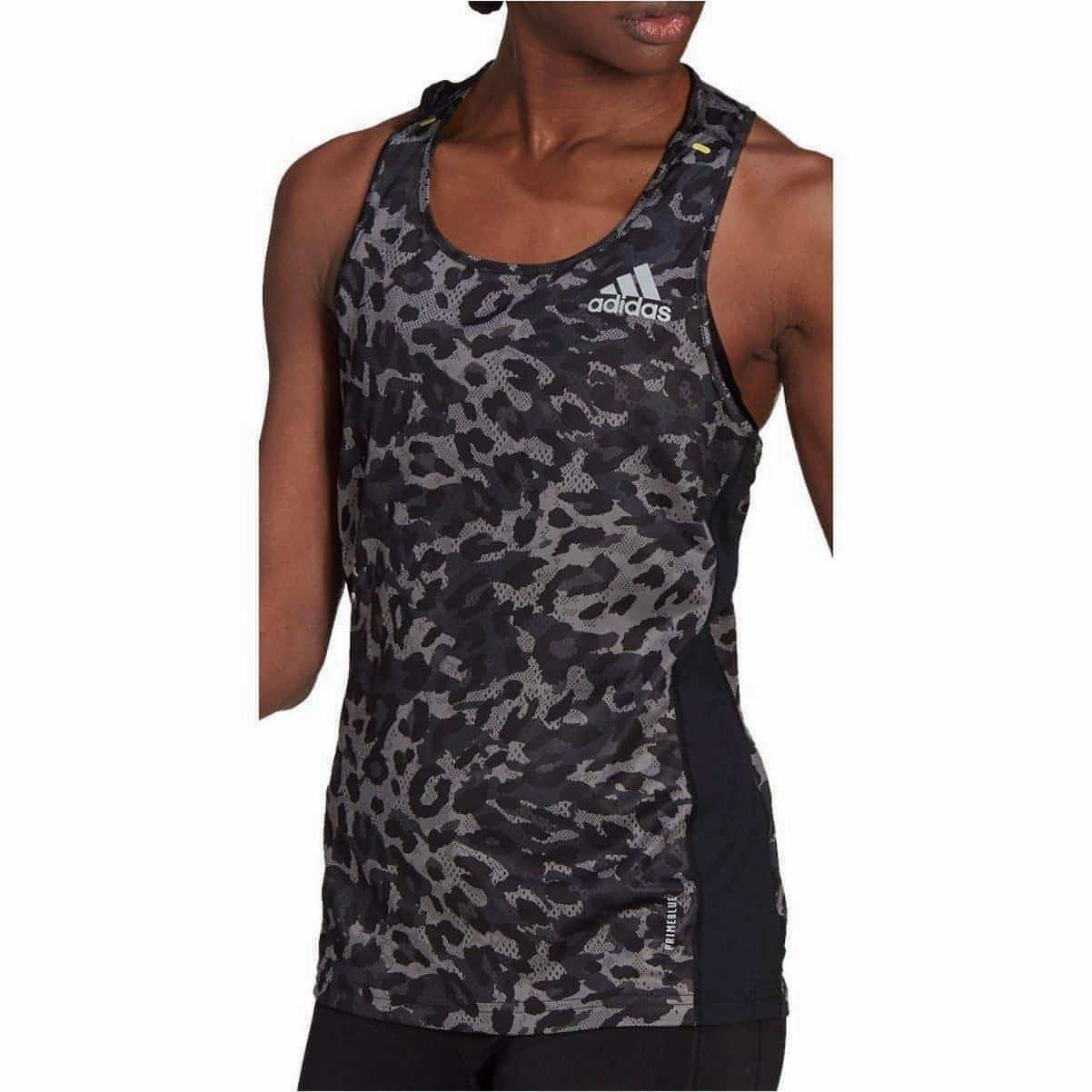 Fashion Statement Contrast color adidas Fast Graphic Womens Running Vest Tank Top - Grey