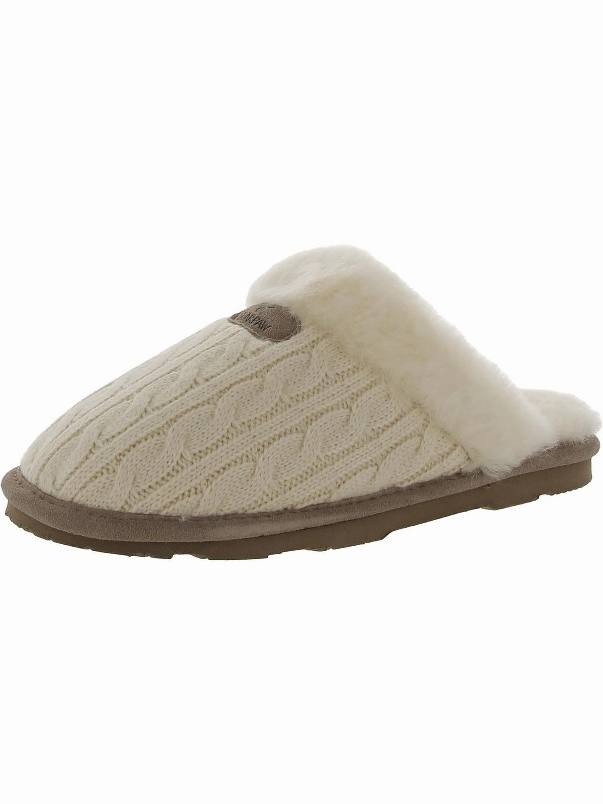 Effie Womens Boucle Sheepskin Mule Slippers Flat Sole