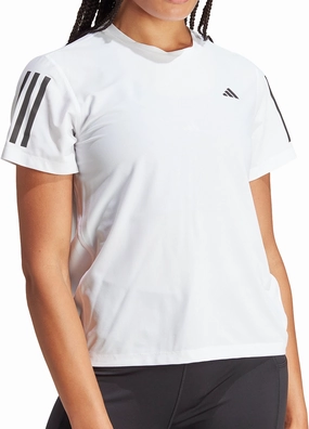 Boat Neck adidas Own The Run Short Sleeve Womens Running Top - White