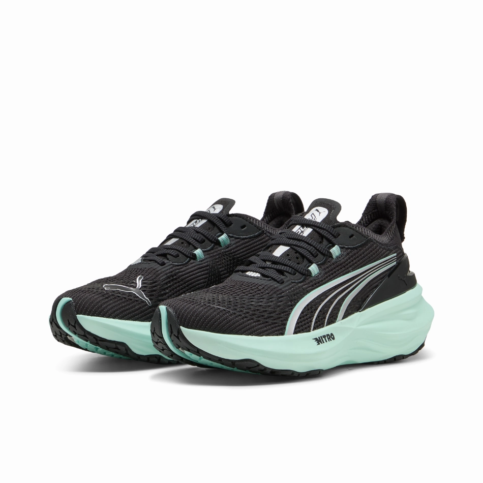 Cushioned Ankle PUMA Women's Foreverun NITRO 2 Running Shoes in PUMA Black/Mint Melt AW25