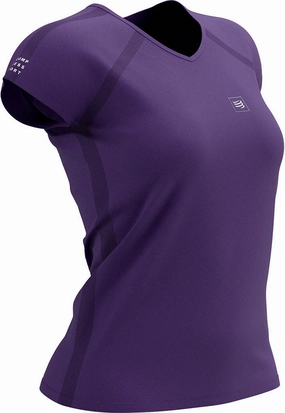 Chic Wearable Cool Weather Wear Compressport Training Short Sleeve Womens Running Top - Purple