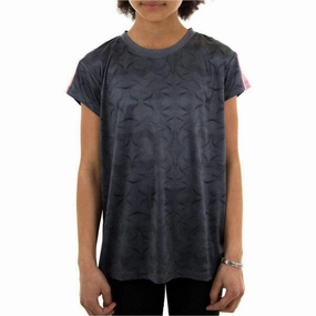More Mile Girls Cap Short Sleeve Training Top - Grey Moisture wicking