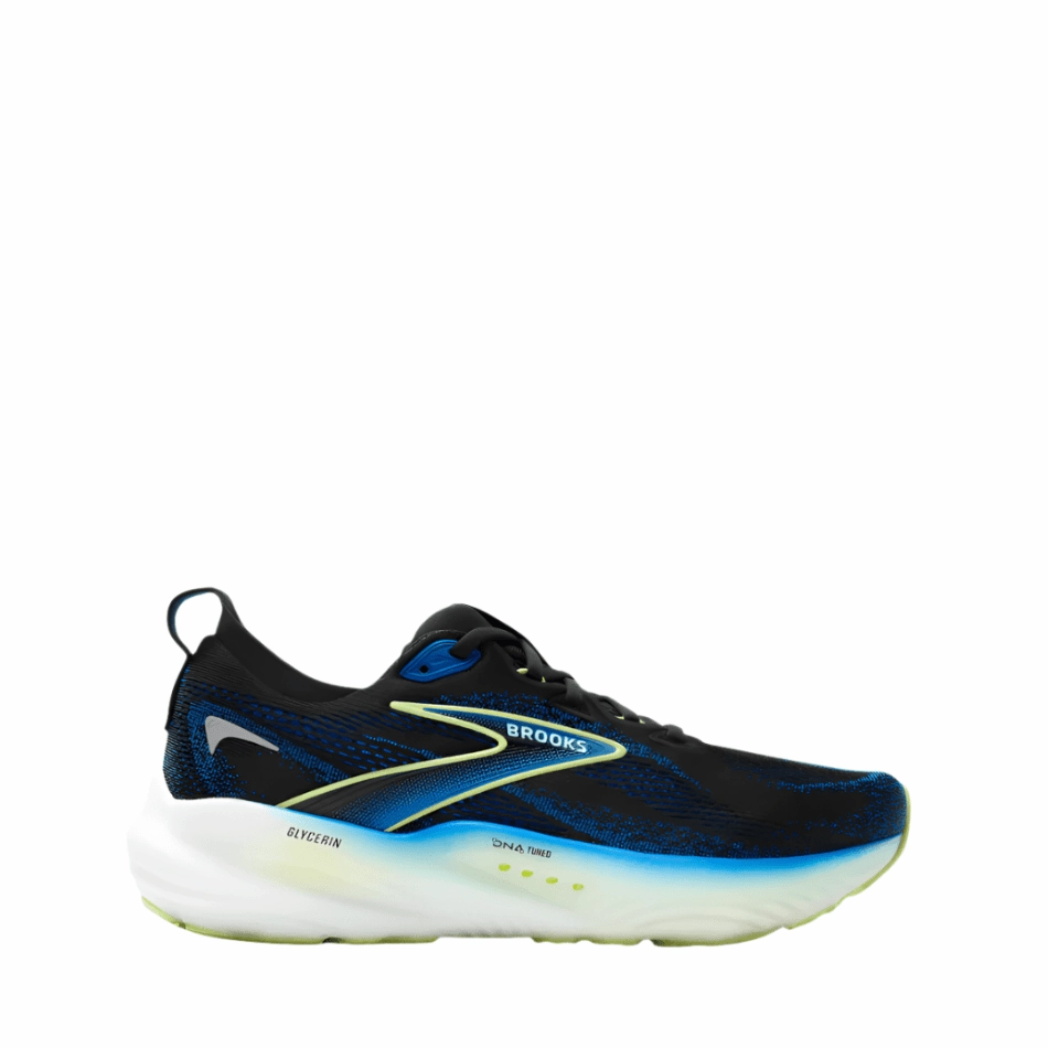 team - sports Brooks Men's Glycerin 22 Running Shoes in Black/Cobalt/Neo Yellow SS25