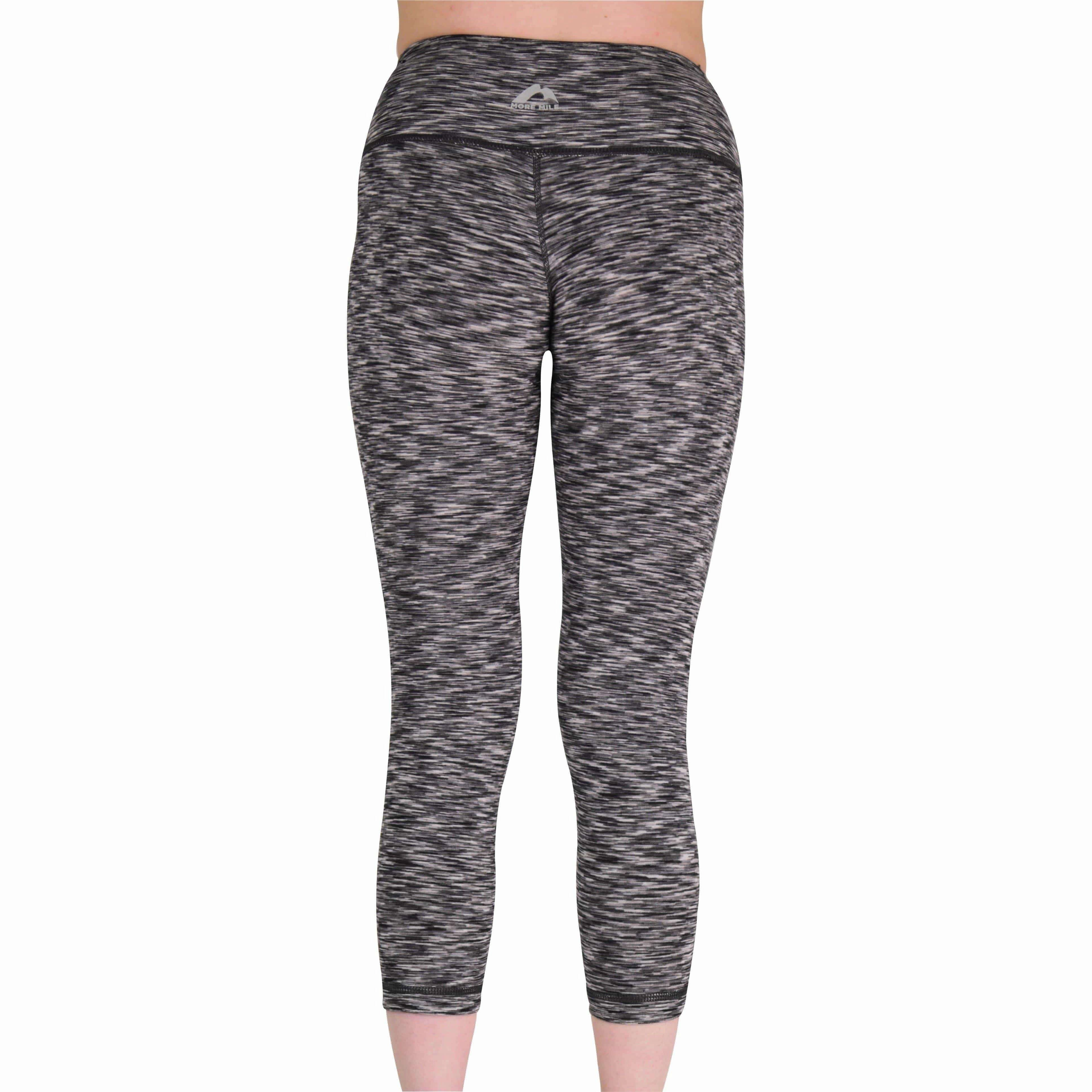 Relaxed Wear Breathable Fit Wear More Mile Reversible Graphic Womens 3/4 Capri Running Tights - Grey