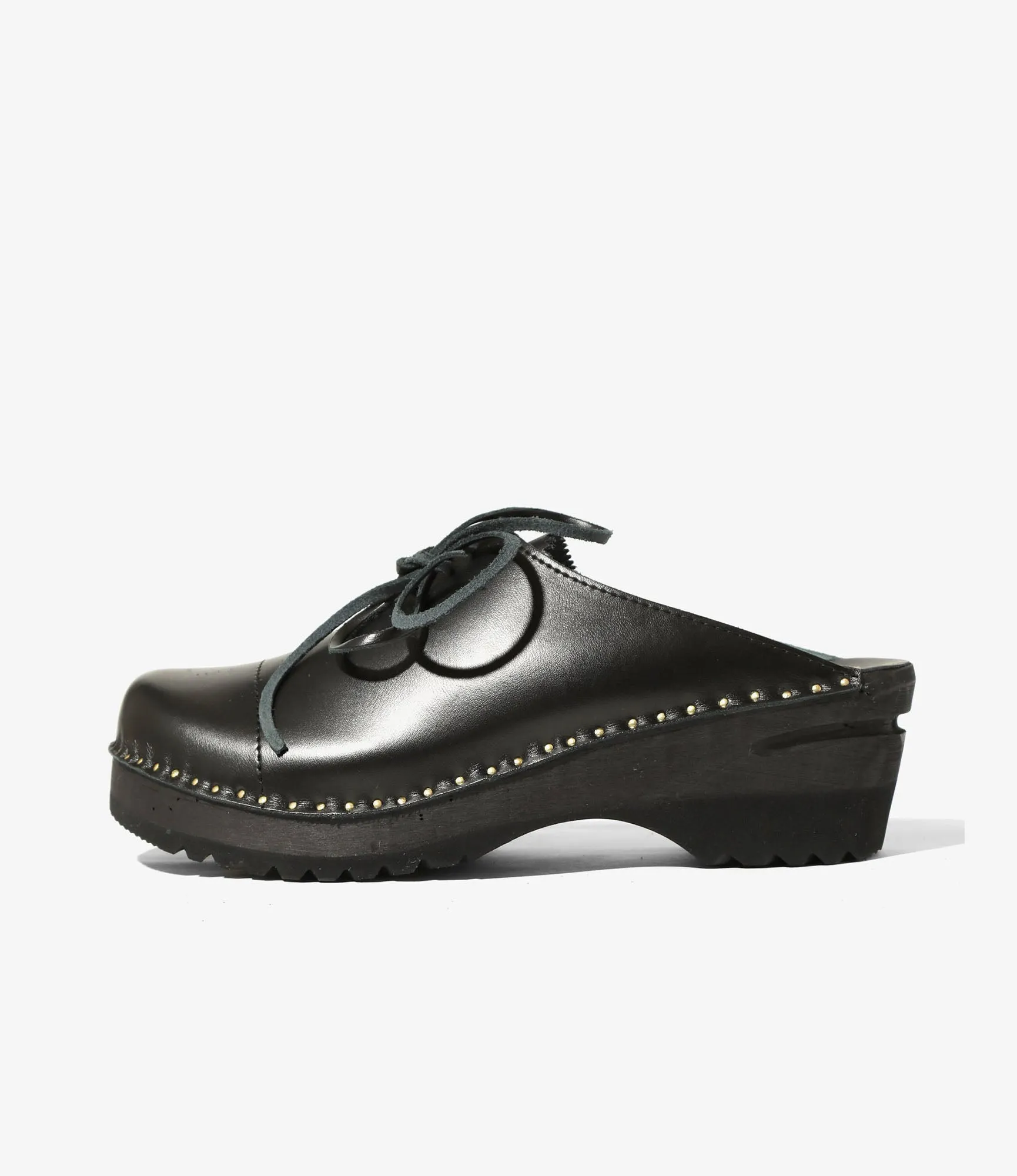 Arch support 'Alps' Centre Lace Clog ?C Black Leather