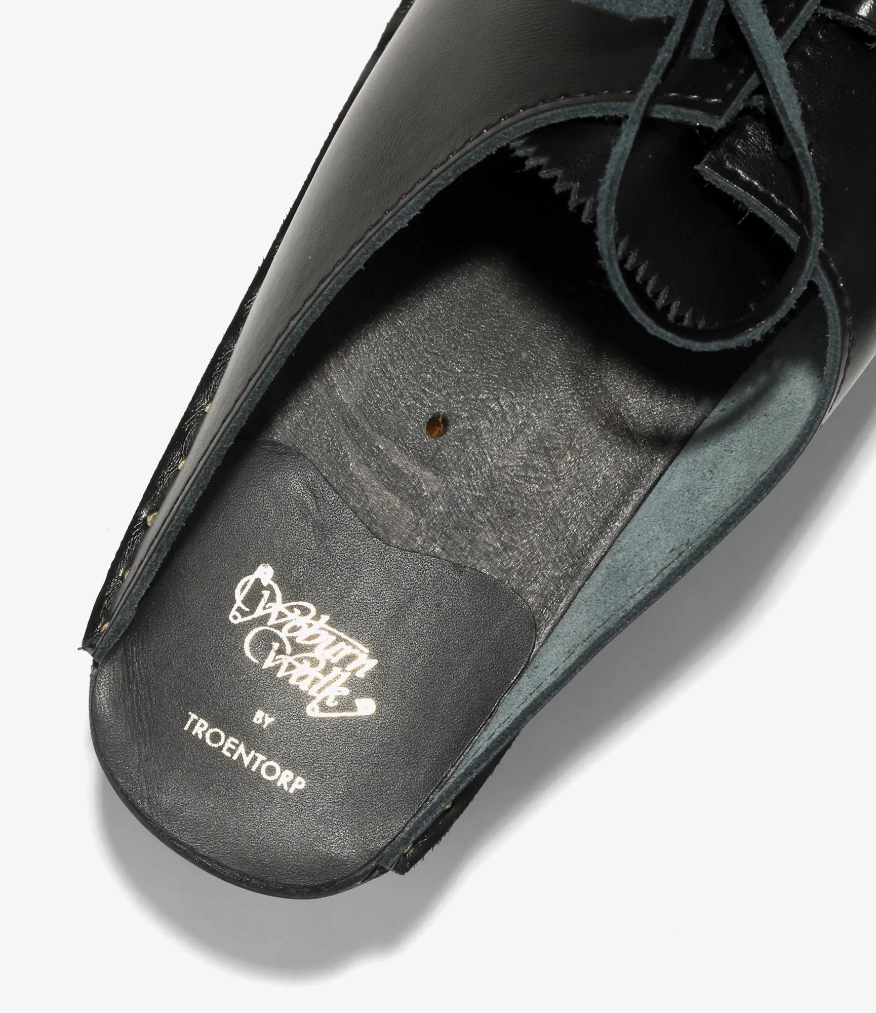 Memory Foam Cushioning 'Alps' Centre Lace Clog ?C Black Leather