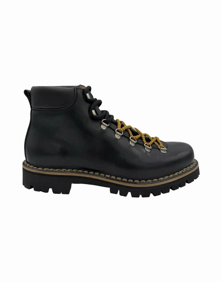 Resistant Layer Rollbar Stability Ankle-High Black Leather Boots With Padded Collar