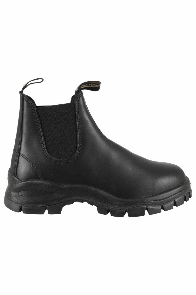 Versatile Design Anti Slip Traction Ankle-High Black Leather Boots With Rubber Sole