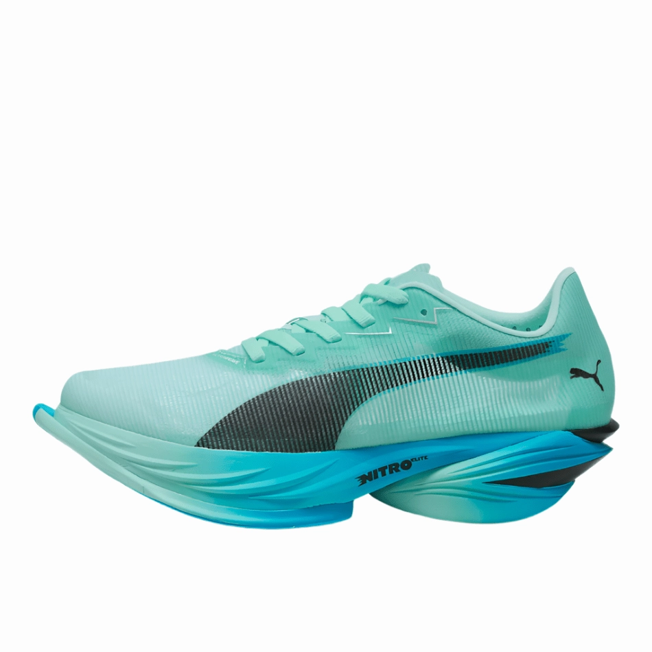 Pressure Mapping Design PUMA Women's Fast-R NITRO Elite 3 Running Shoes in Mint Melt/Speed Blue AW25