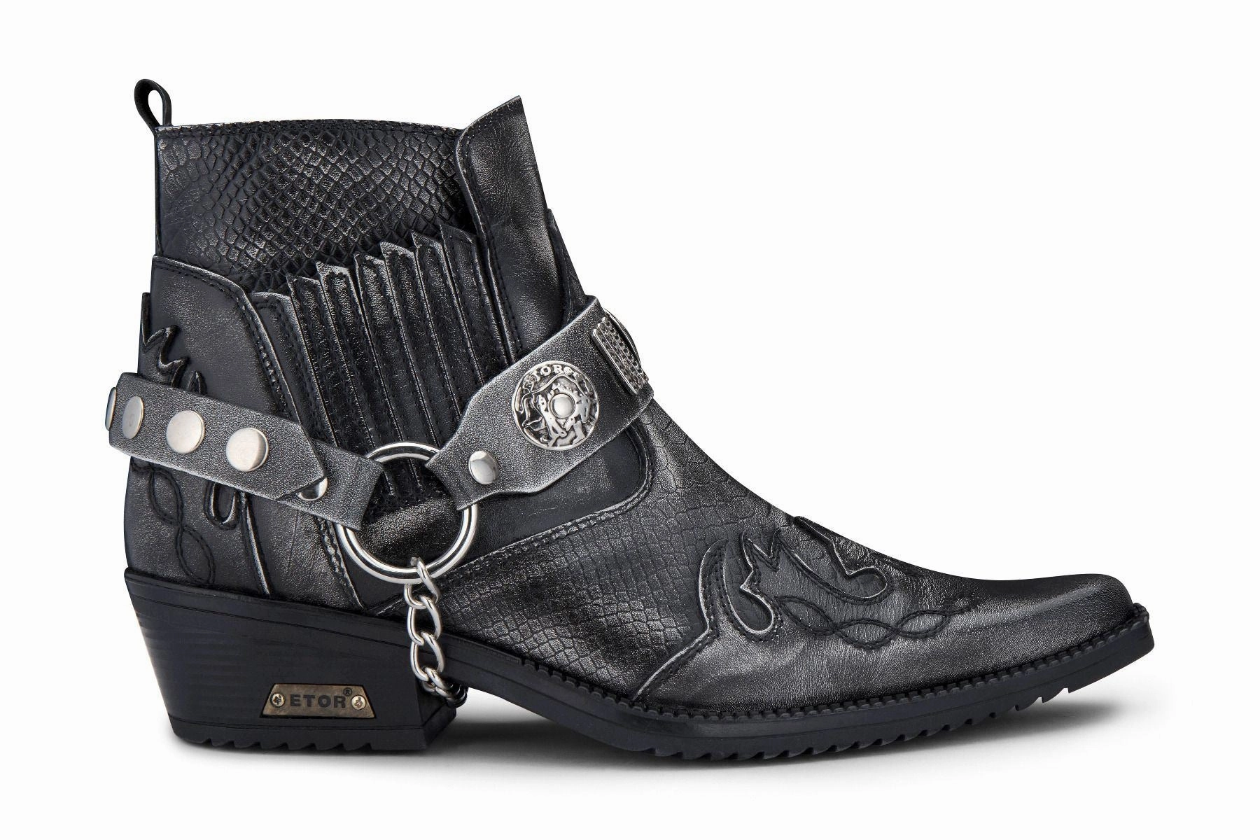 Feather Light Rough Trail Hiker abrasion resistant coating Mens Grey Snakeskin Winklepicker Cowboy Leather Ankle Boots