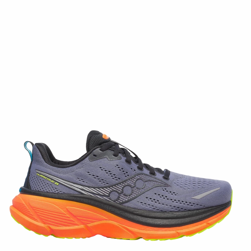 Abrasion Guard Ergonomic Lace System Saucony Men's Hurricane 25 Running Shoes in Shadow/Vizi - Online Exclusive
