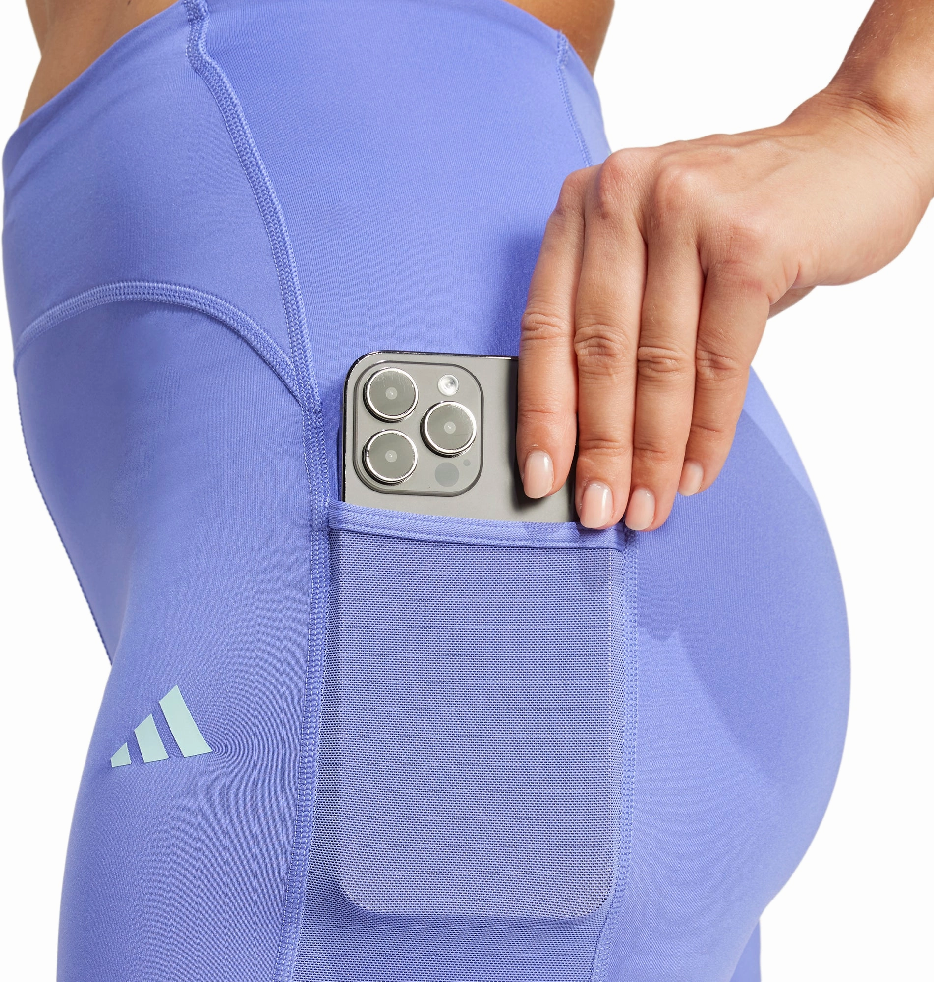 adidas Adizero 4 Inch Womens Short Running Tights - Blue Anti Static Finish Port Pocket Design