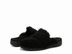 Vionic Gemma II Slippers Women's  Black Round Toe Slip-On Mule RHS4619 Elastic Straps Shock Absorbing Technology