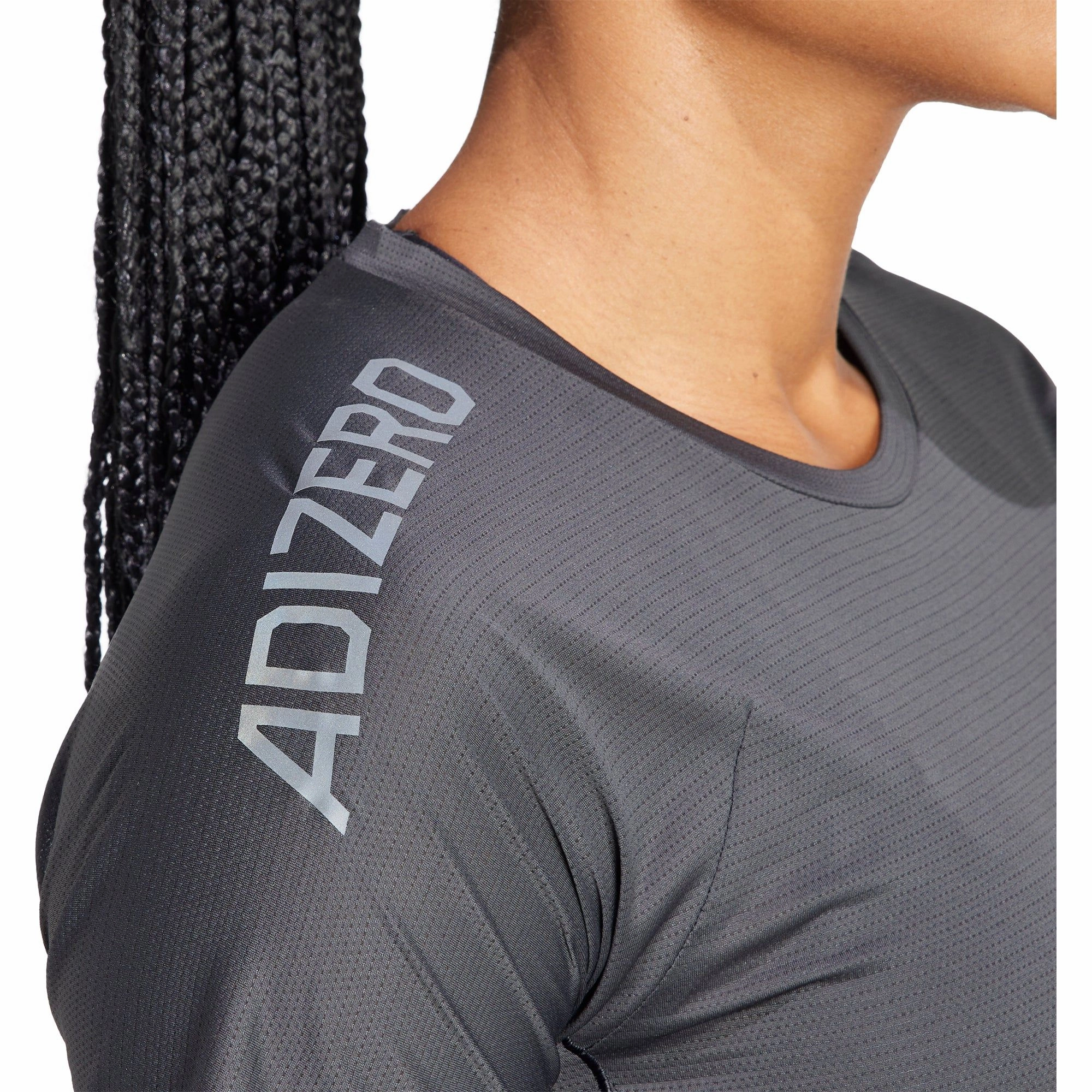 Non Iron Finish adidas Adizero Short Sleeve Womens Running Top - Black