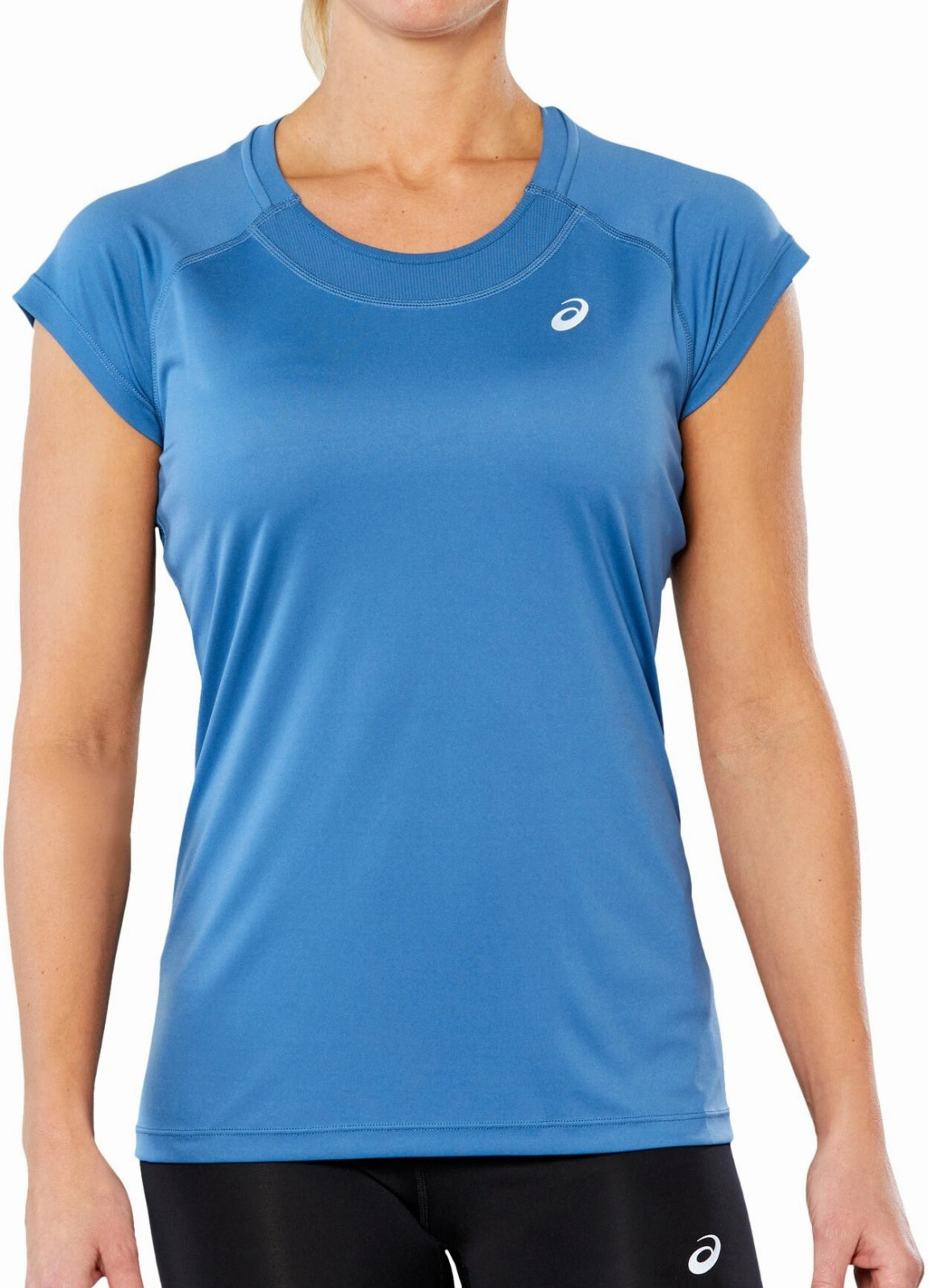 Asics Cap Short Sleeve Womens Running Top - Blue Soft & Smooth