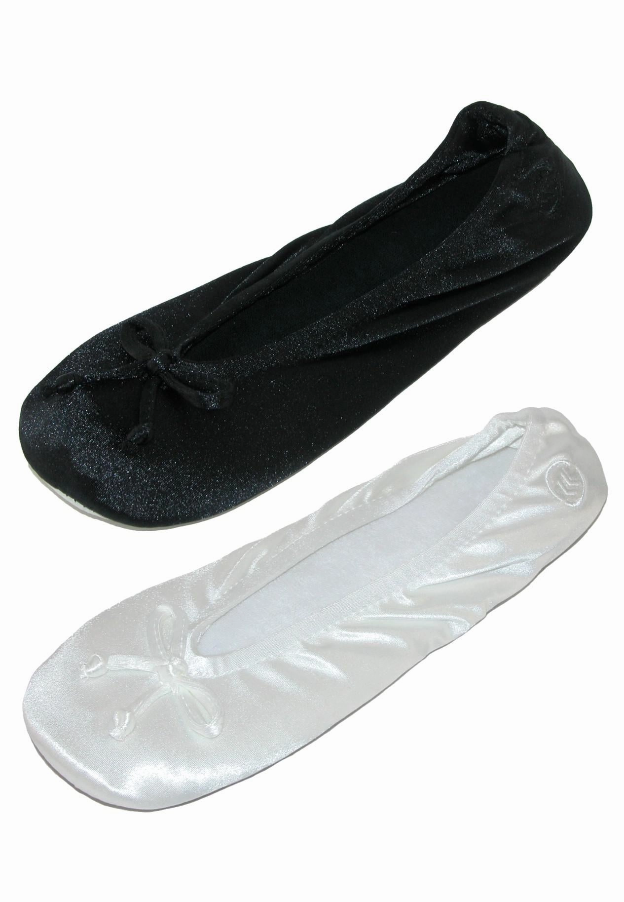 Chill Travel Footwear Relax Footwear Women's Satin Classic Ballerina Slippers (Pack of 2)
