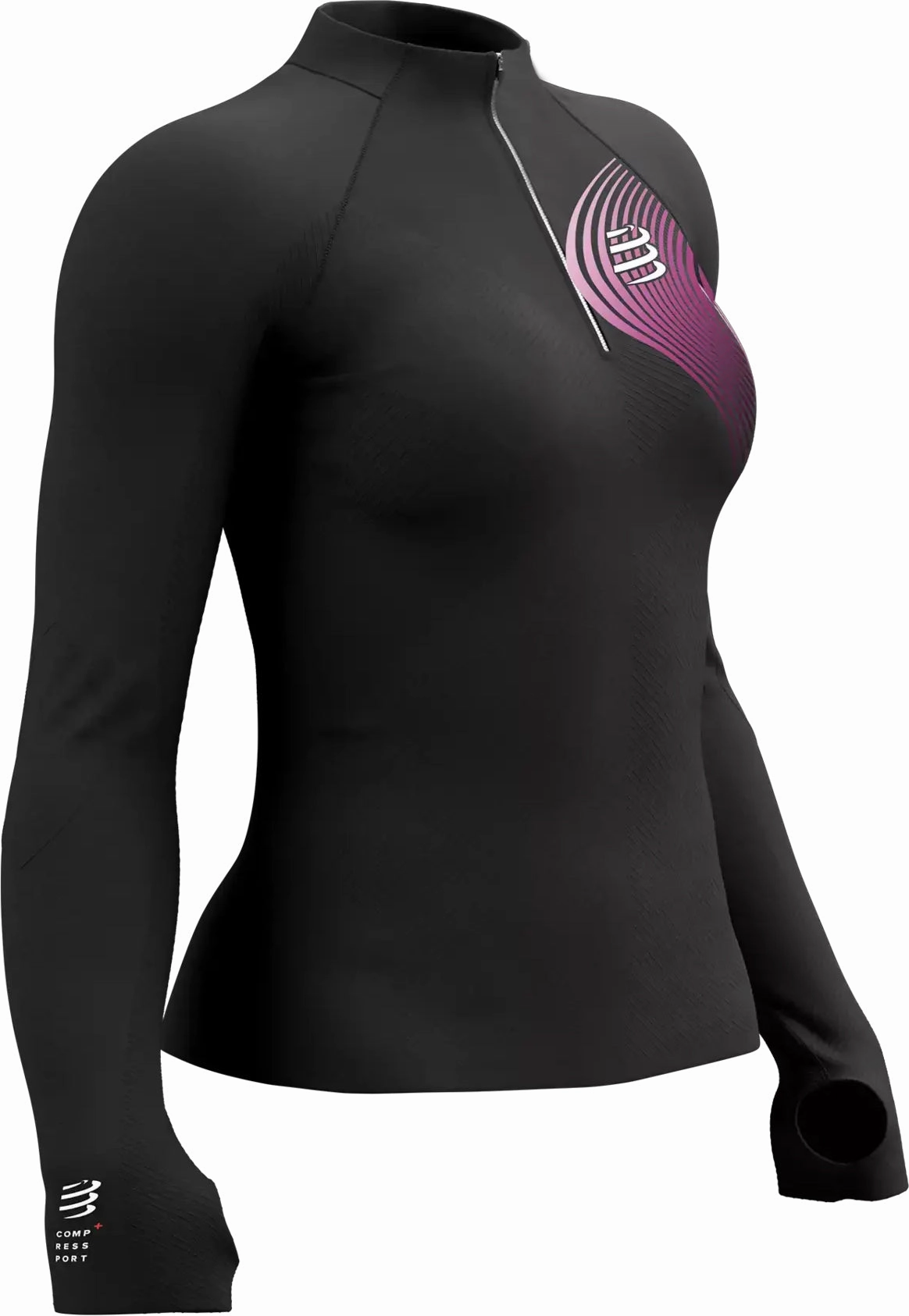 Compressport Winter Trail Postural Half Zip Long Sleeve Womens Running Top - Grey Art