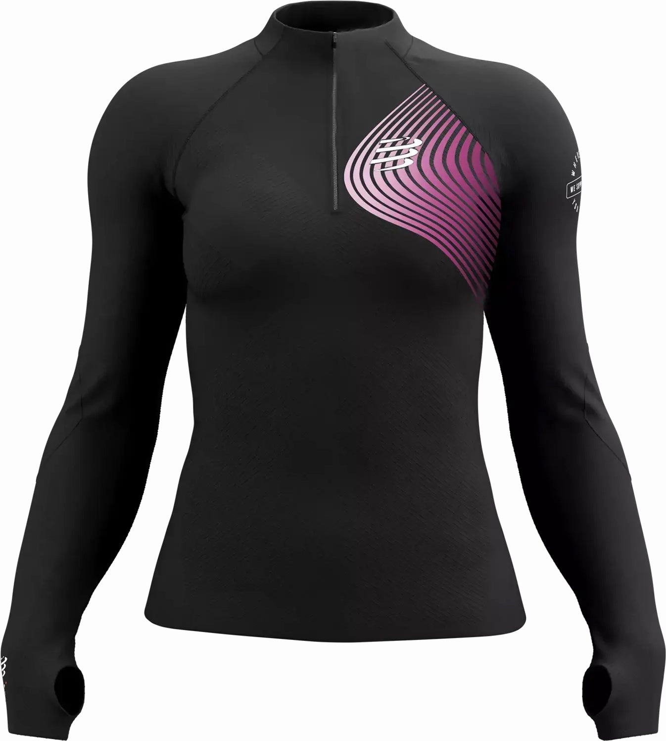 Sustainable Compressport Winter Trail Postural Half Zip Long Sleeve Womens Running Top - Grey