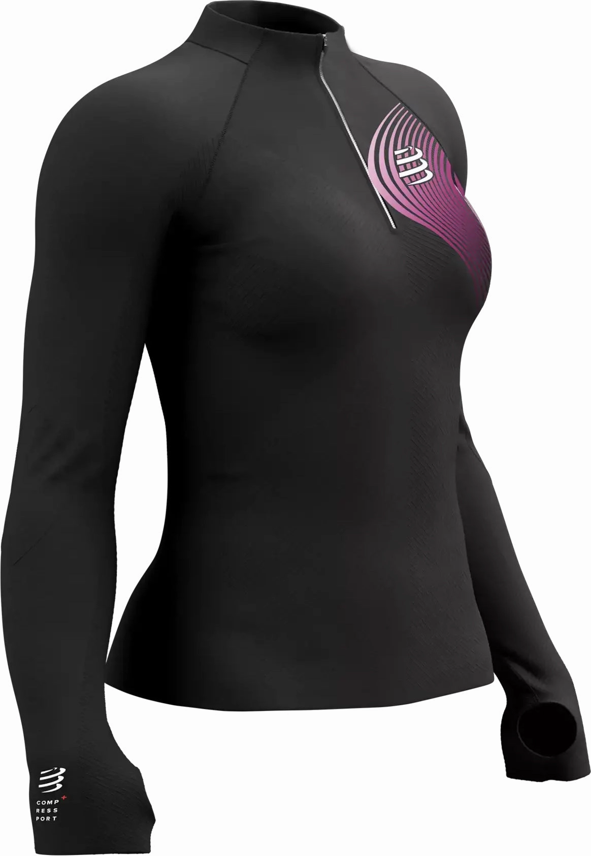 watch simple design Compressport Winter Trail Postural Half Zip Long Sleeve Womens Running Top - Grey