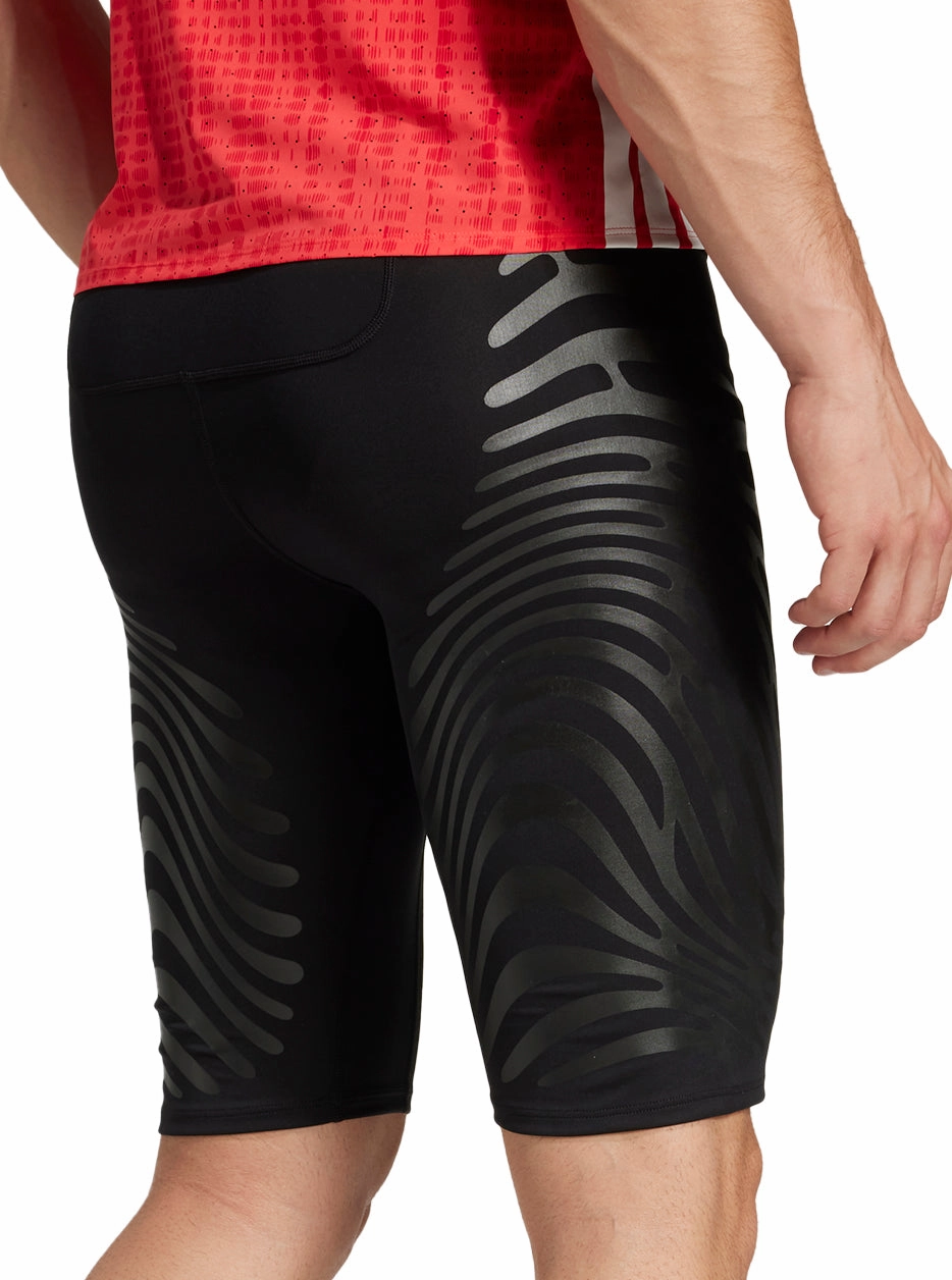adidas Adizero Control Mens Short Running Tights - Black Flexible Material Chill Breeze Fit