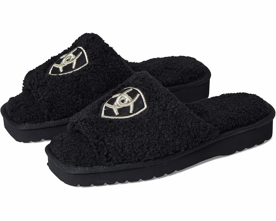 Instant Slip On Ariat Cozy AR2697-001 Slipper Womens  Black Fleece Embroidery Slide JOBB1604