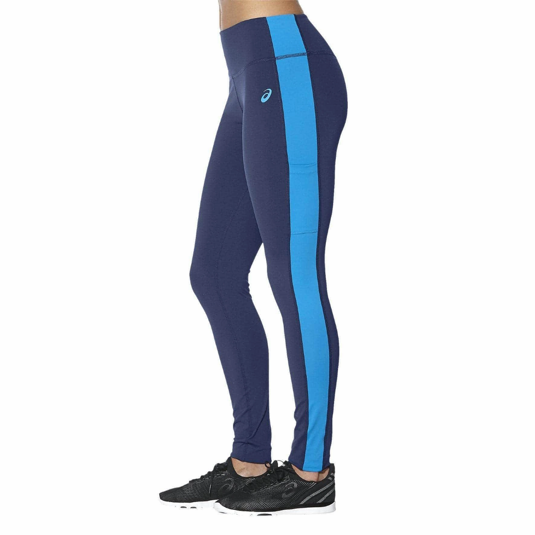 Asics Colour Block Womens 7/8 Running Tights - Blue Modern Cut