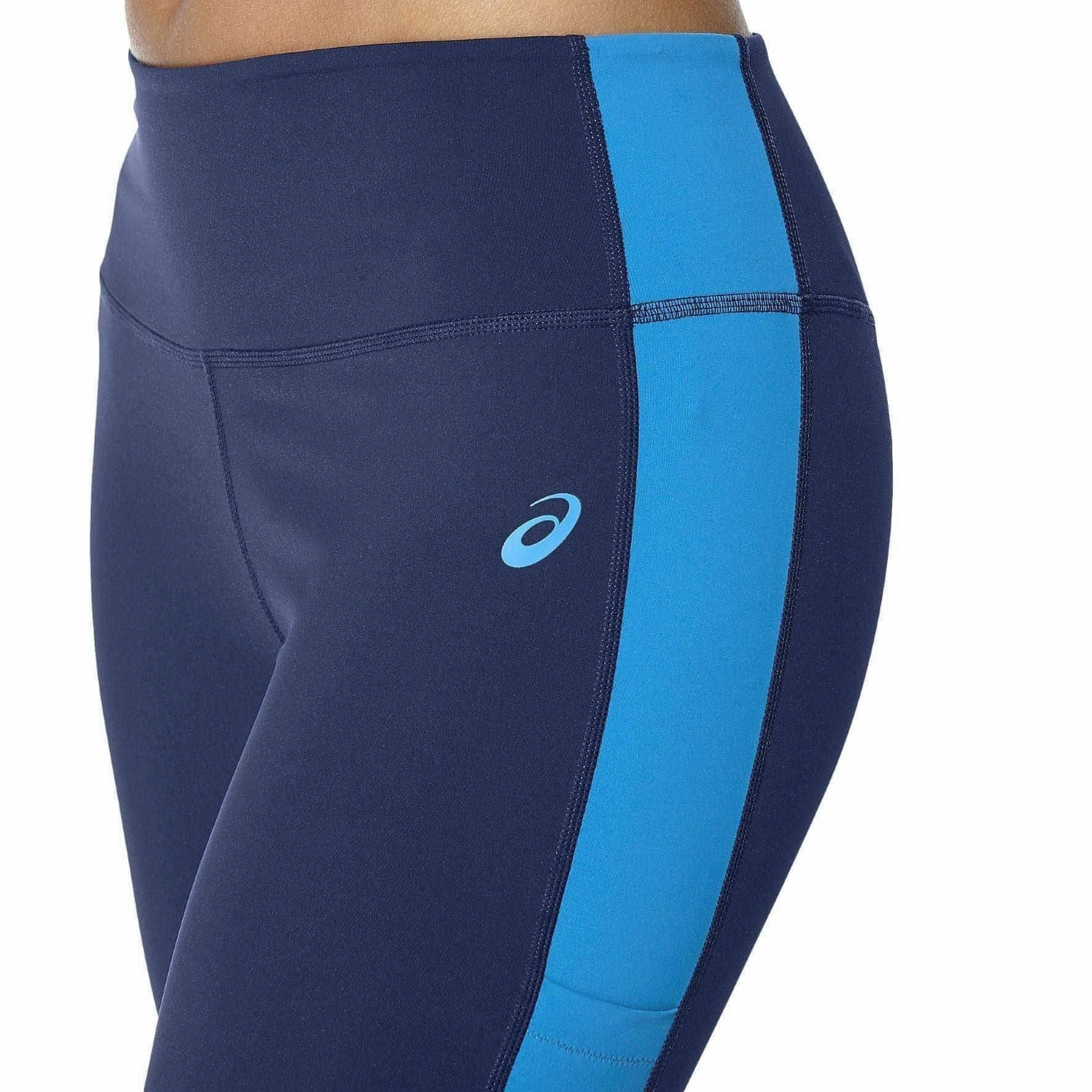 Asics Colour Block Womens 7/8 Running Tights - Blue Eco Shopper Flexible Wear Cool Look
