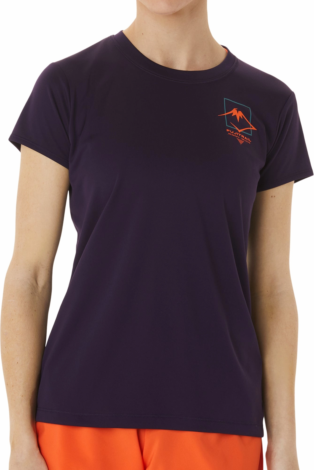 Asics FujiTrail Logo Short Sleeve Womens Running Top - Purple Customizable Chill Mode