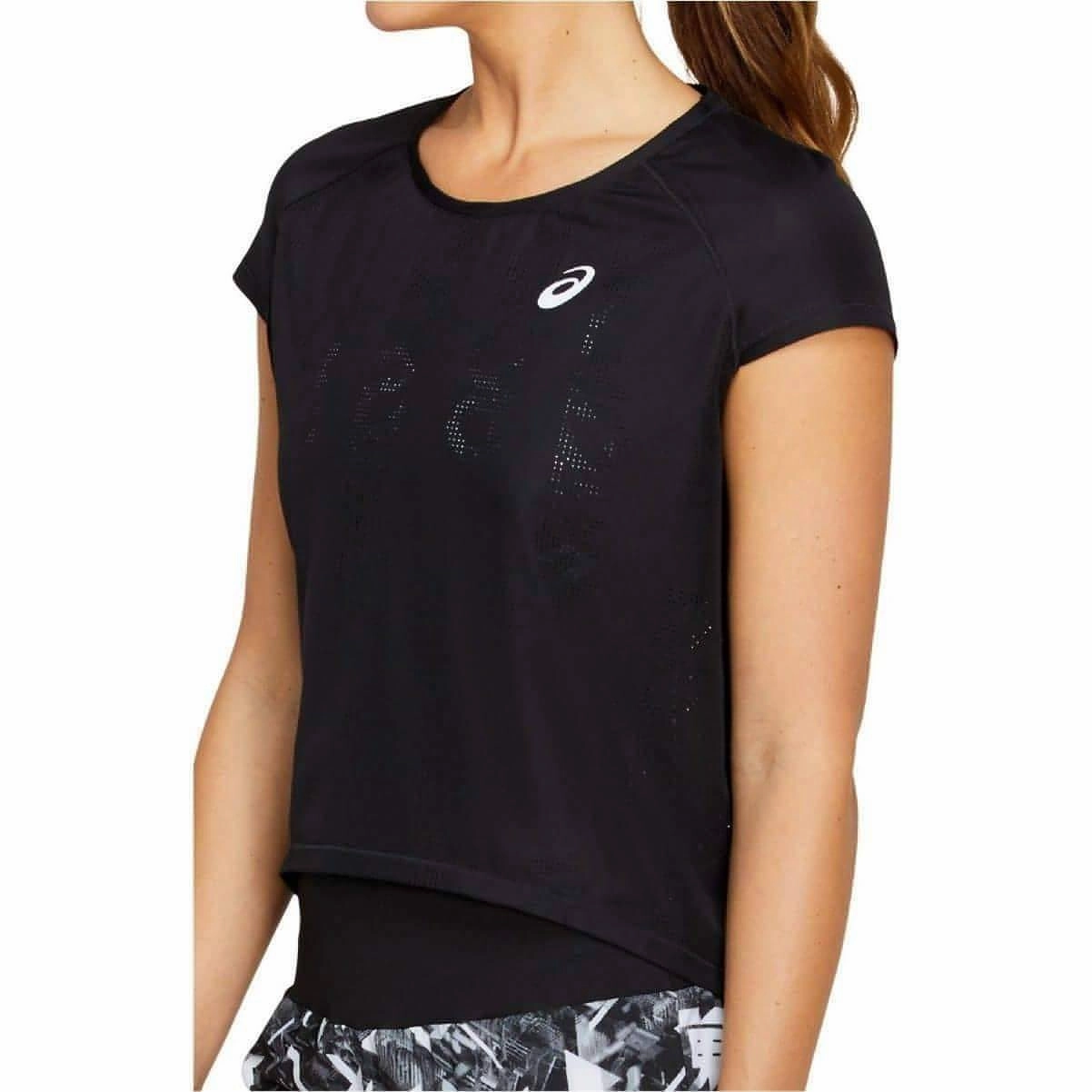 Garment Dyed Technique Asics Future Ventilate Short Sleeve Womens Running Top - Black