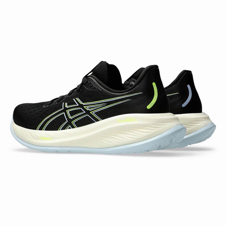 ASICS GEL-CUMULUS 26 Men's Running Shoes in Black/Safety Yellow AW24 buckle - closure - feature shoes