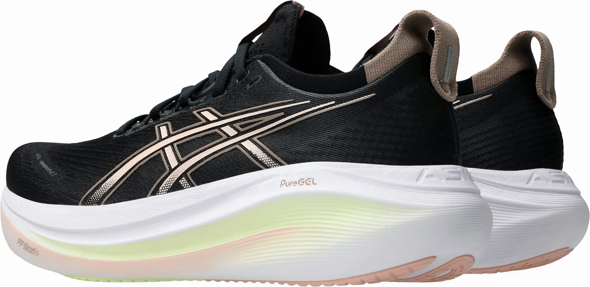 Asics Gel Nimbus 27 Womens Running Shoes - Black Carbon plate Dynamic Arch Fit