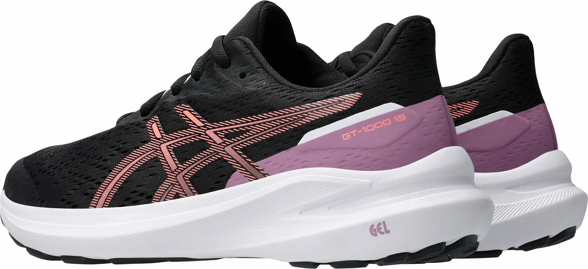 Comfort Ankle Support Noise Reducing Asics GT 1000 13 GS Junior Running Shoes - Black