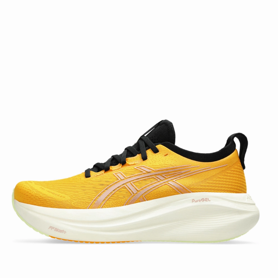 ASICS Men's GEL-NIMBUS 27 Running Shoes in Amber/Neutral Pink SS25 running shoes for half - marathons Traction pods