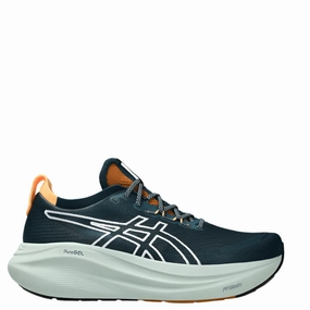 ASICS Men's GEL-NIMBUS 27 TR Running Shoes in Nature Bathing/Tranquil Teal AW25 Rubberized Edge Protection