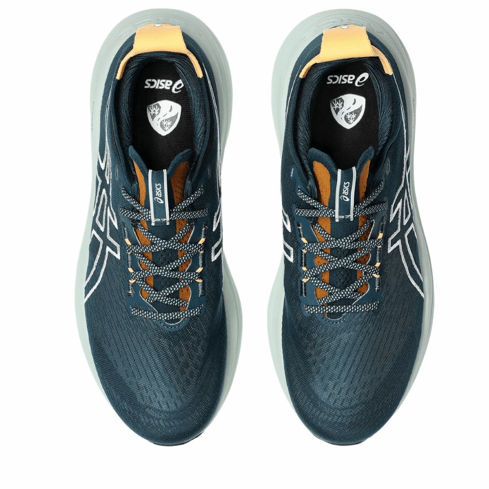 running with a zipper closure ASICS Men's GEL-NIMBUS 27 TR Running Shoes in Nature Bathing/Tranquil Teal AW25