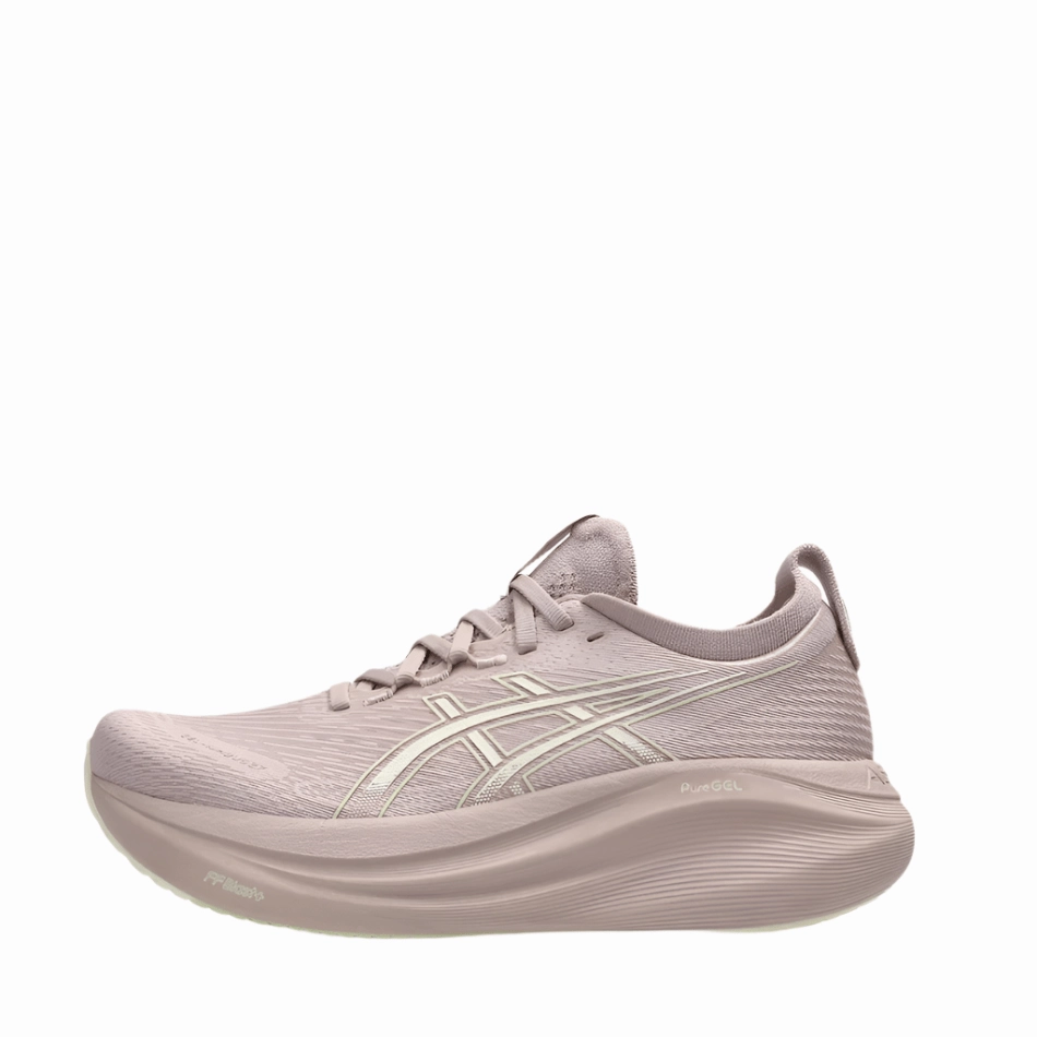 Tensile Energy Bridge ASICS Women's GEL-NIMBUS 27 Running Shoes in Fawn/Birch AW25