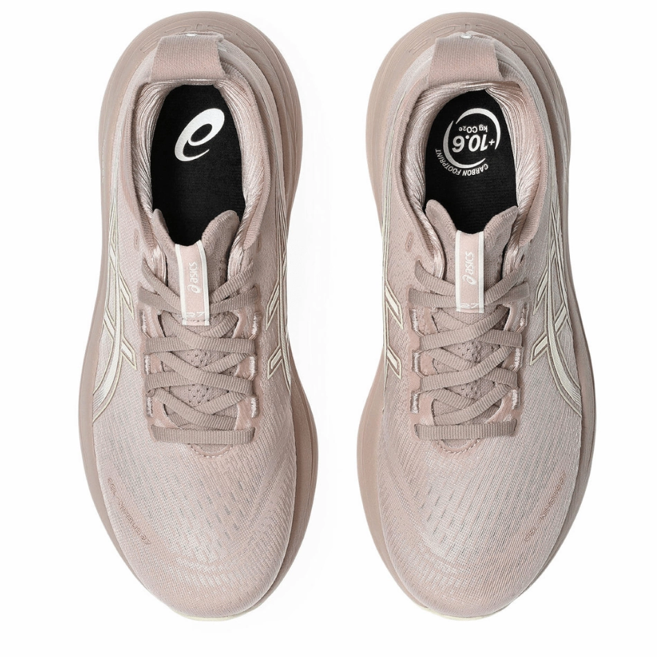 Running Cushioning running in a composite bridge area shoes ASICS Women's GEL-NIMBUS 27 Running Shoes in Fawn/Birch AW25