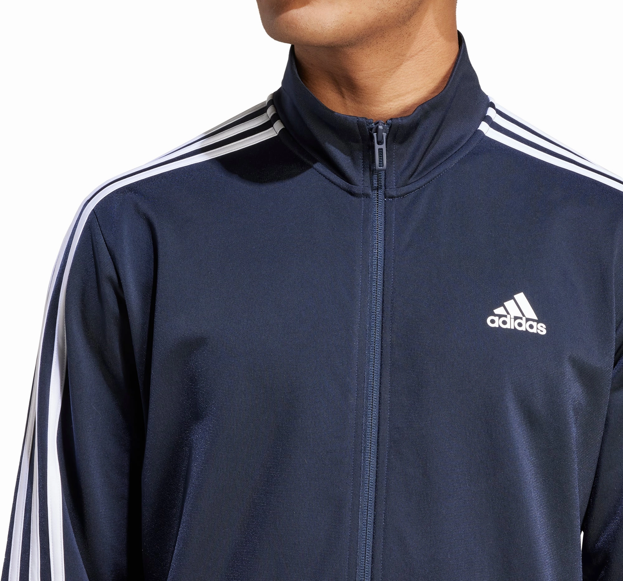Streetwear Fashion Commuter Protection adidas Essentials Warm Up 3 Stripes Mens Track Jacket - Navy