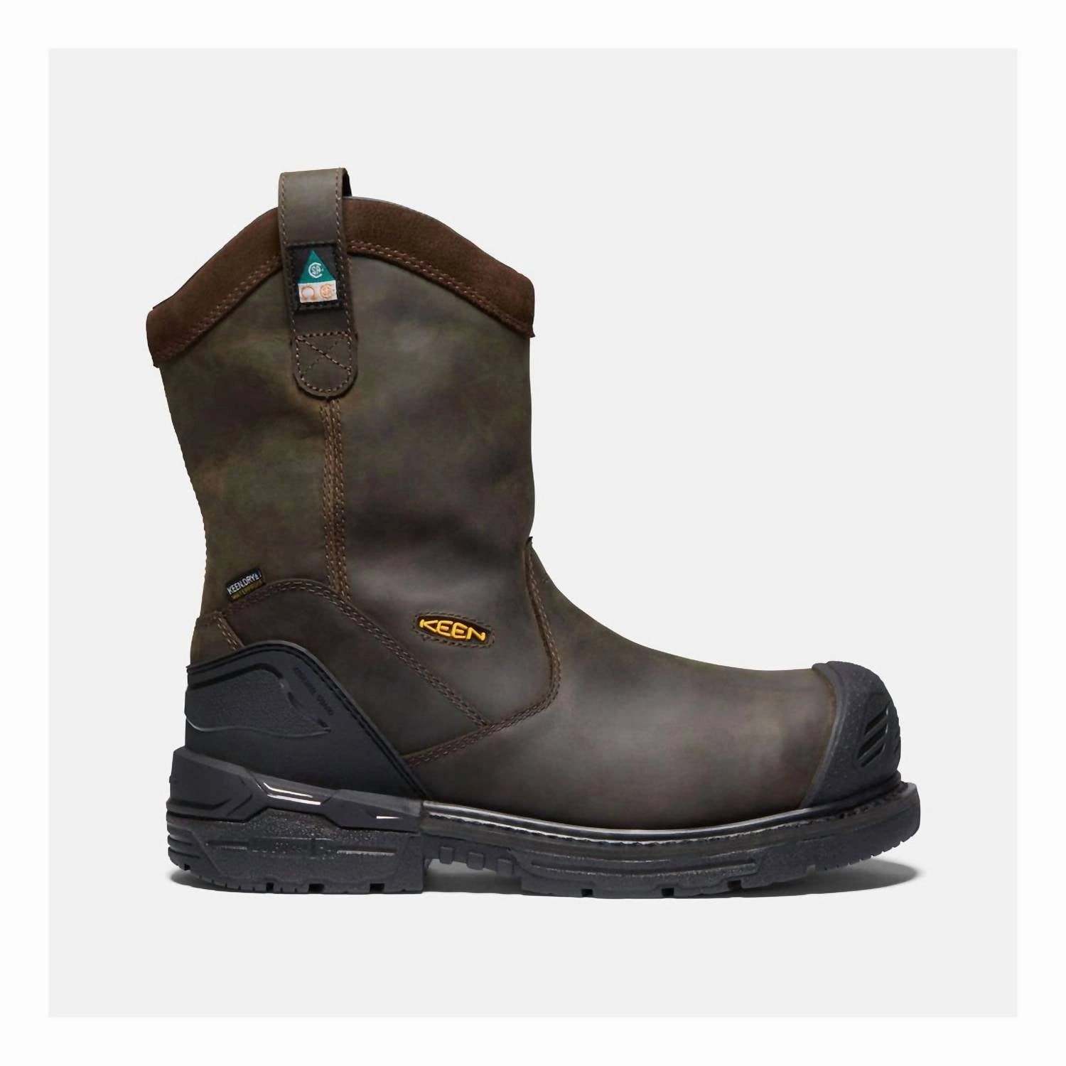 Men's Csa Philadelphia Wellington Carbon Fiber Work Boots In Cascade Brown/black Sleek Construction