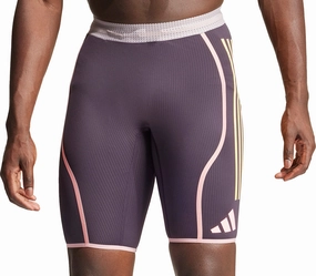 clean look adidas Adizero Promo Mens Short Running Tights - Purple